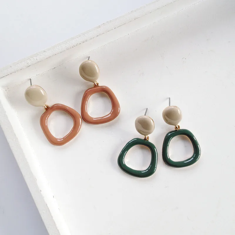 Женские серьги с эмалью карри круглые металлические вечерние для девочек 2020 |