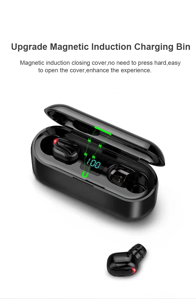 TEBAURRY TWS V5.0 Bluetooth наушники беспроводные наушники мини беспроводные наушники 6D Hi-Fi стереогарнитура с внешним аккумулятором на 3500 мАч