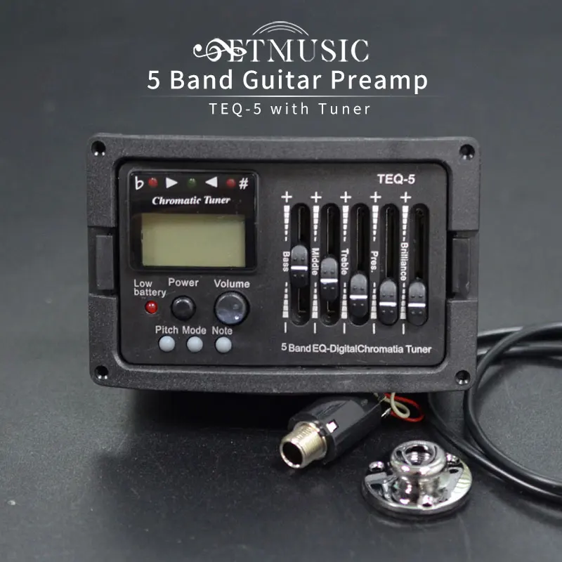 5 Band Acoustic Guitar Preamp EQ Equalizer Classical Amplifier Digital Chromatia Blend Tuner Piezo Pickup | Спорт и развлечения