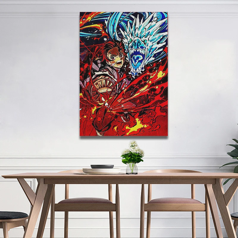 

Anime Demon Slayer Tanjiro art Poster Canvas Wall Art Decoration prints for living Kid Children room Home bedroom decor painting