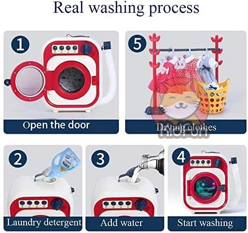 

Kids Washing Machine Toy Pretend Play House Mini Simulation Electric Toys Rotate Kinetic Cleaning Preschool Toys For Girls