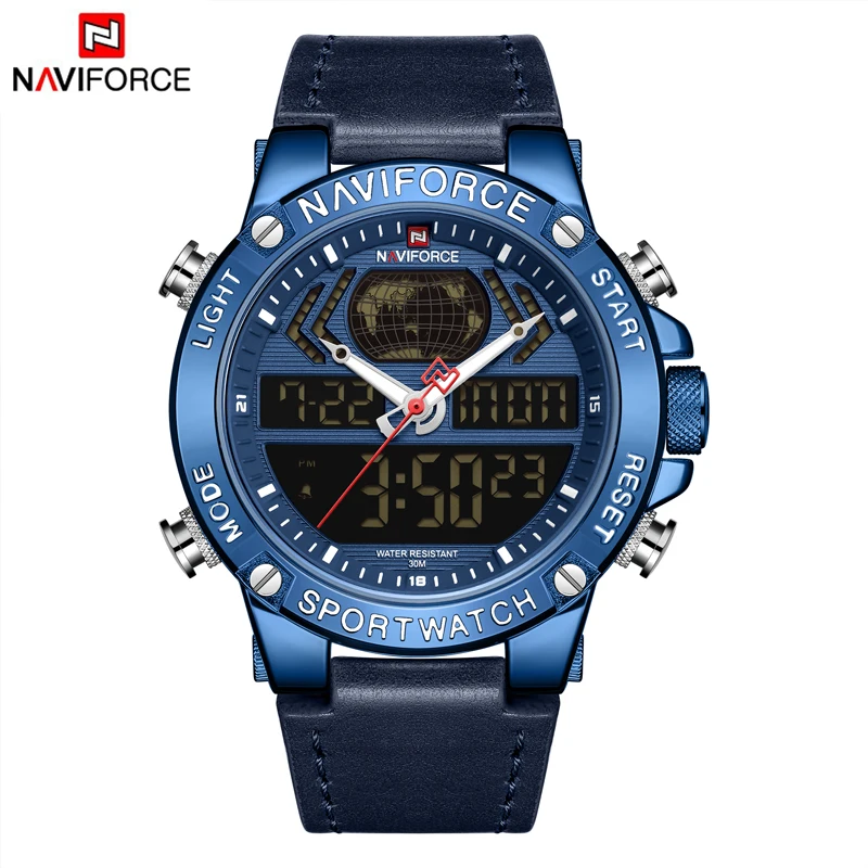 

NAVIFORCE Men Watch Top Luxury Brand Leather Waterproof Sports Mens Watches Quartz Analog Digital Watch Male Relogio Masculino