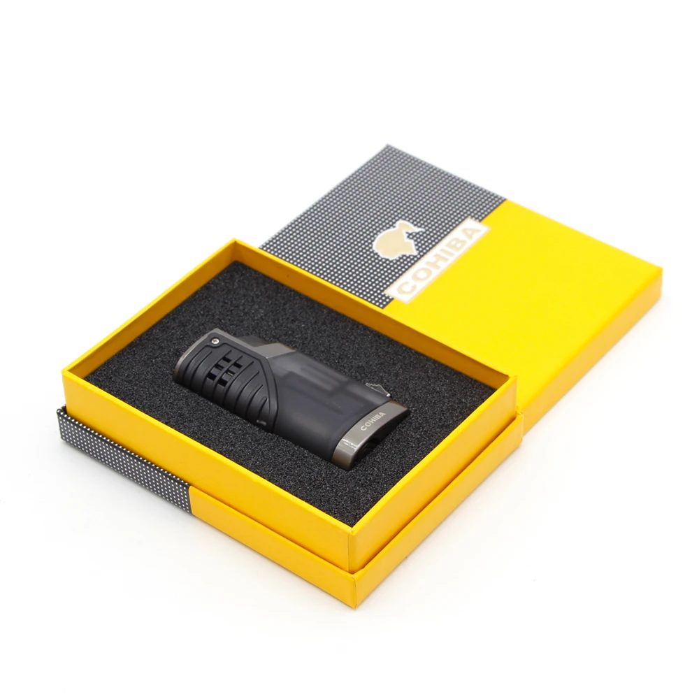 COHIBA 3 фонарь прикуриватель для сигар легче чем газ Бутан с синим пламенем