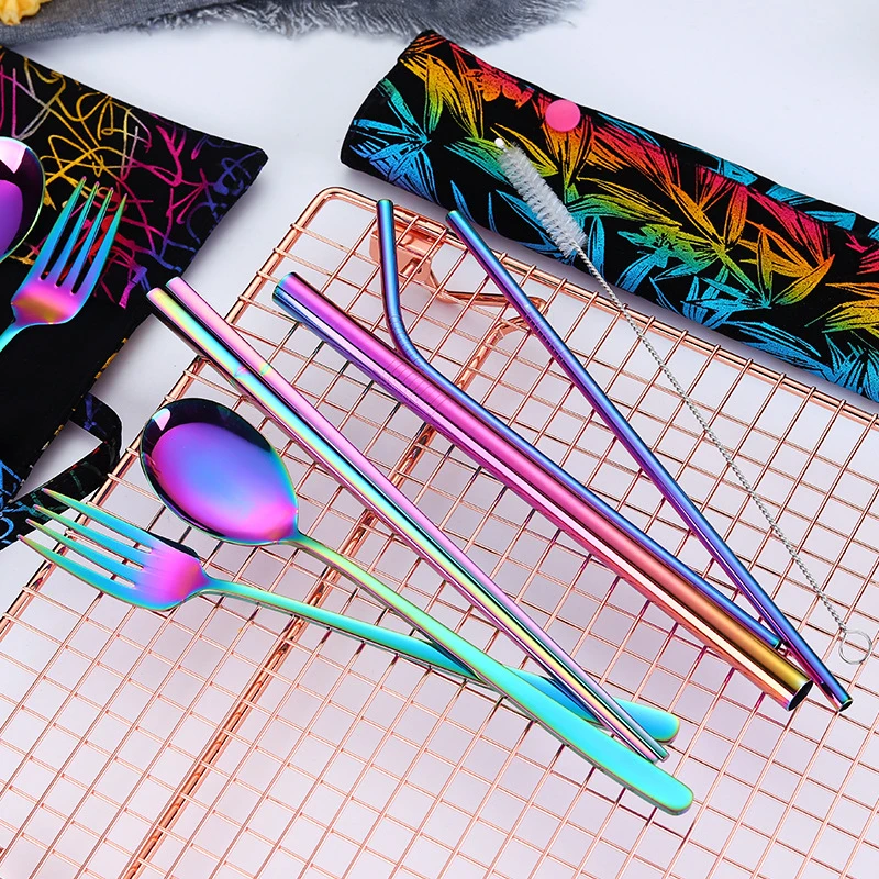 Столовые приборы из нержавеющей стали 2019 Новый портативный набор столовых