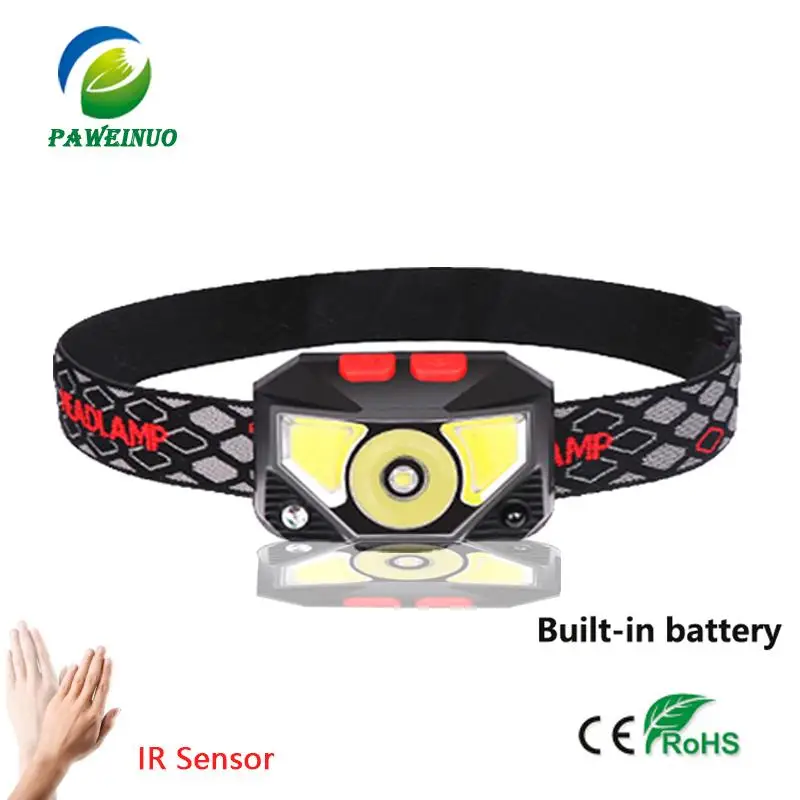 Светодиодный мини-налобный фонарь с ИК-датчиком перезаряжаемая USB фара T6 L2 Zoom