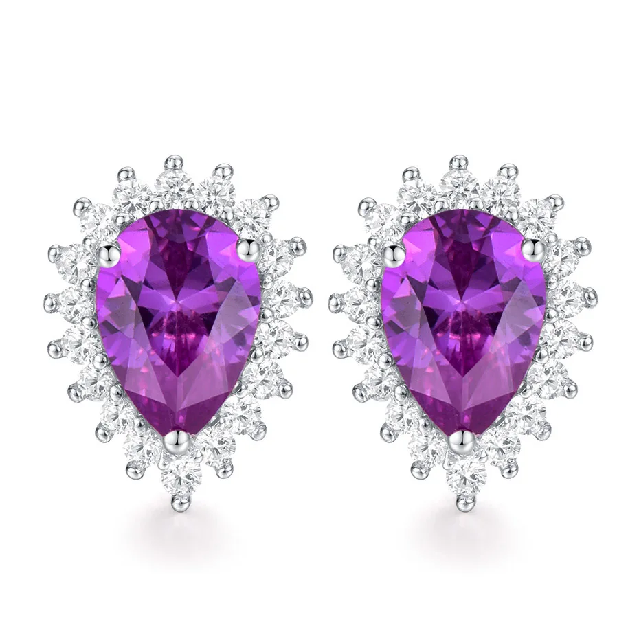 Alexandrite Kuolit александритовые серьги-гвоздики с драгоценными камнями для женщин, одноцветные, 925 пробы, серебряные, меняющие цвет, каплевидные ювелирные изделия - Цвет камня: Alexandrite
