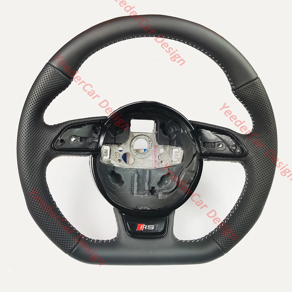 Полностью перфорированный кожаный руль с плоским дном полностью Алькантара для