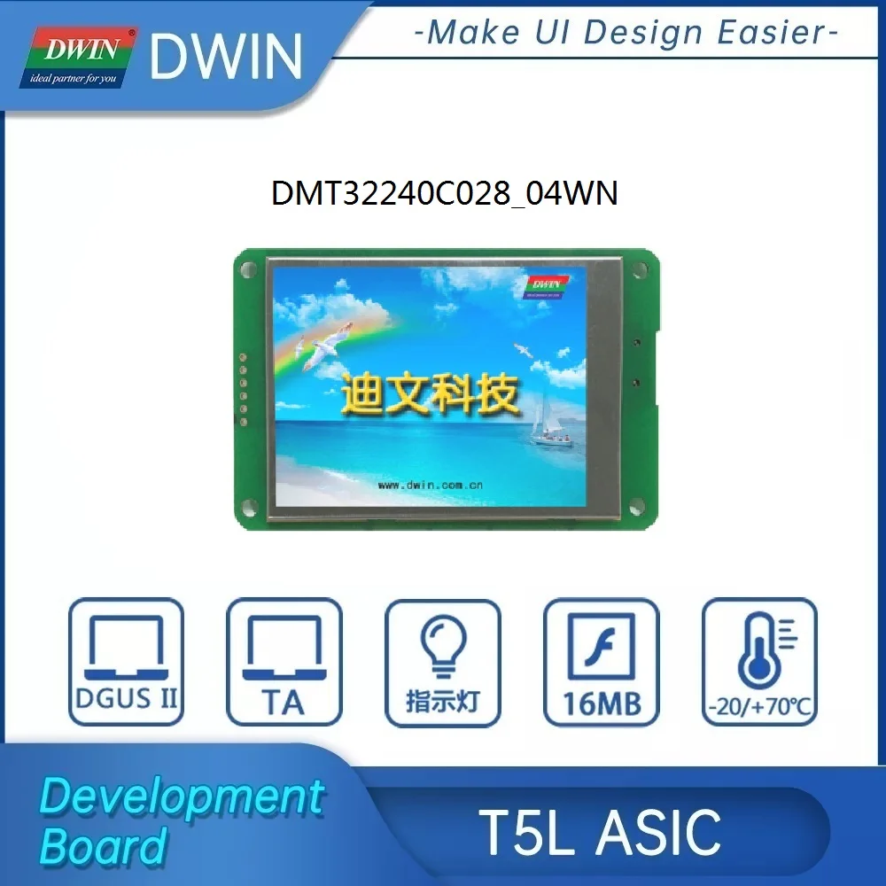 

DWIN TFT LCD Module 2.8 Inch 320*240 Resolution UART Serial HMI Smart Display Panel DMT32240C028_04WN