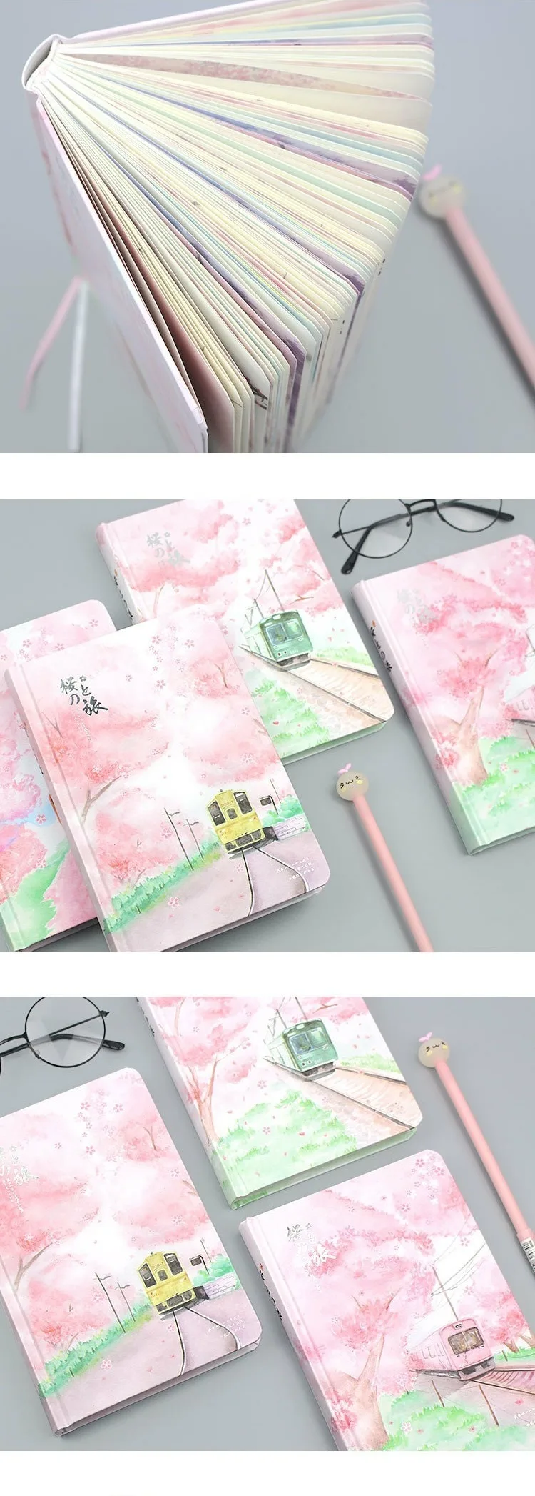 Sakura записная книжка для девочек, наполнитель бумаги, цветной планировщик, внутри страницы, подарок, канцелярские принадлежности, школьные принадлежности, пули, журнал, kawaii