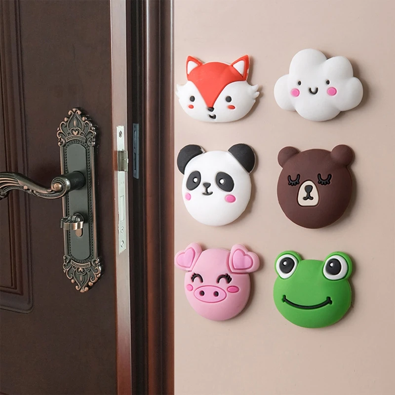 Door Stopper Silicone Handle Bumpers Self Adhesive kids Animal Protection Porte Pad Mute Sticker Round Square Wall Protector Pad