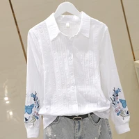 2021 office white cotton linen casual feminina top shirts summer women tops and blouses spring 2xl plus size long sleeve blouses