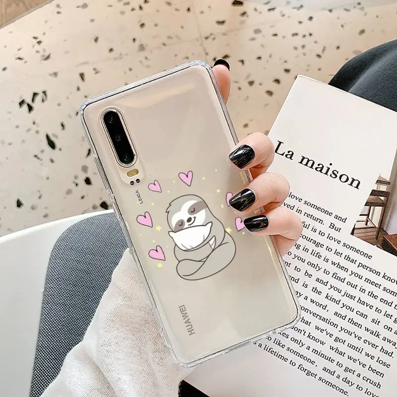

yoga sloth Phone Case Transparent for Samsung A71 S9 10 20 HUAWEI p30 40 honor 10i 8x xiaomi note 8 Pro 10t 11