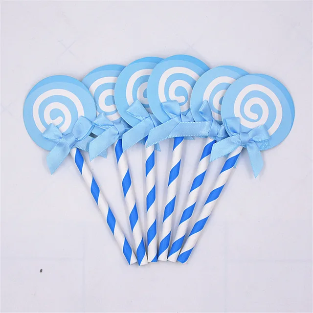 6 piece blue 25 шт торт Топпер бумажные соломинки с фламинго для дня рождения украшения дети взрослые выпускные поставки одноразовые Коктейльные трубочки - Цвет: 6 piece blue