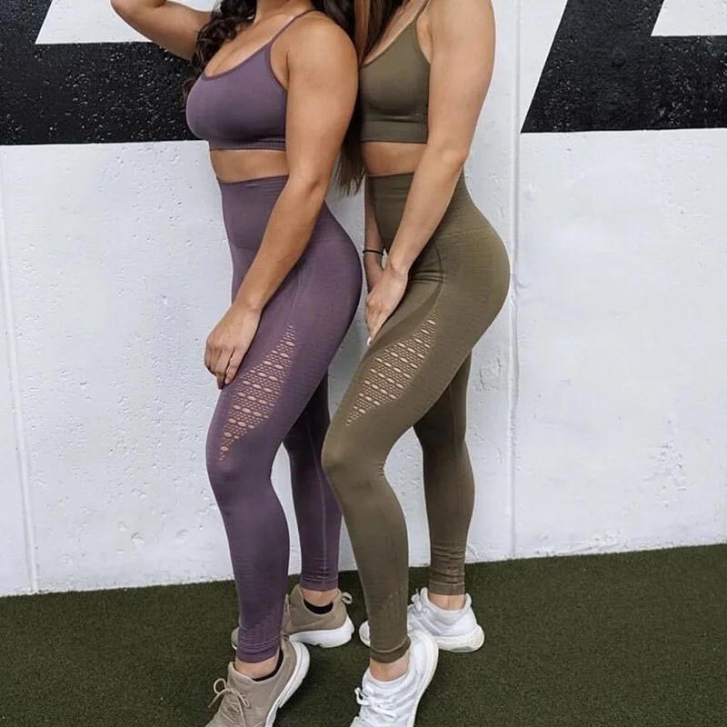 Женские сетчатые леггинсы с вырезами бесшовные облегающие Леггинсы для йоги