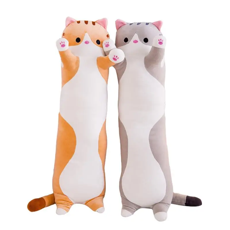 

50cm Cartoon Cat Soft Long Throw Pillow Lifelike Animal Pillows Plush Toy Office Break Nap Sleeping Pillow Cushion Gift for Girl