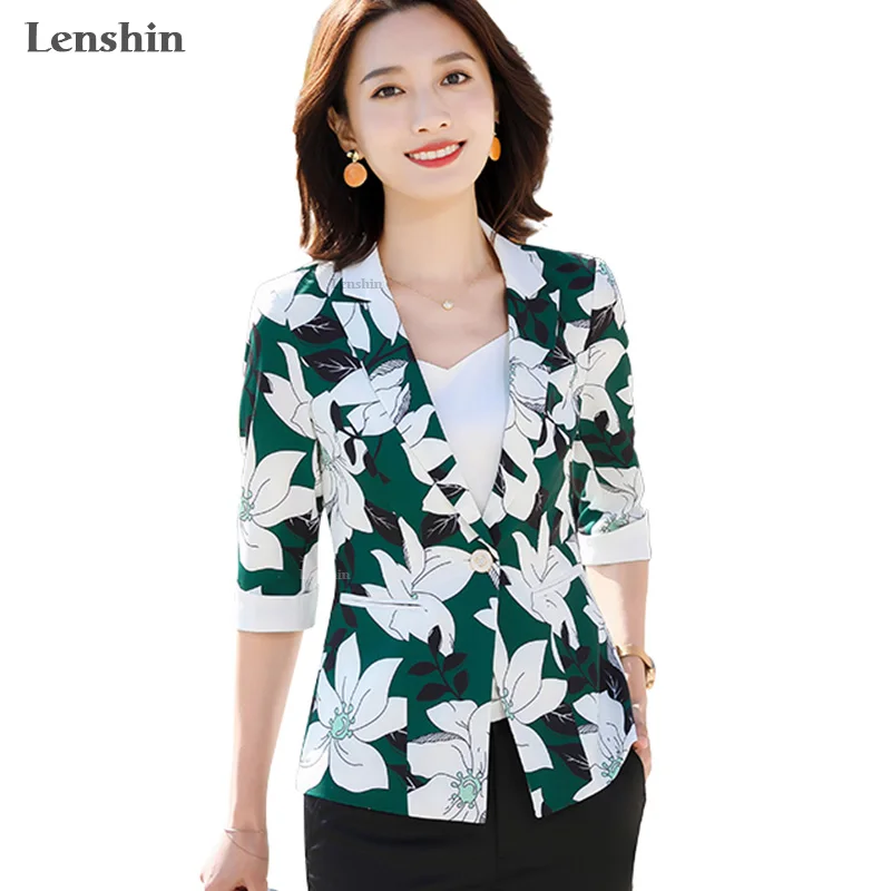 Женский блейзер с цветочным принтом Lenshin Повседневная дышащая куртка