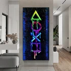 Игровая консоль в стиле граффити, холст для рисования с игровой ареной, плакат, печать на стене, для спальни, украшение для дома