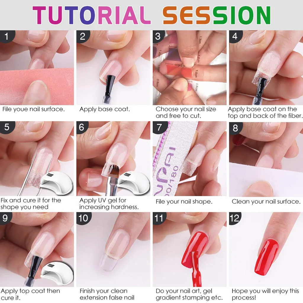 Стекловолоконный Уход за ногтями для наращивания ногтей УФ гель шелковые