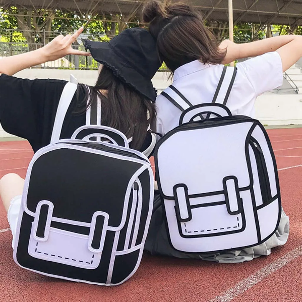 Модный женский рюкзак креативный 2D рисунок рюкзаки 3D прыжок Стиль Мультфильм