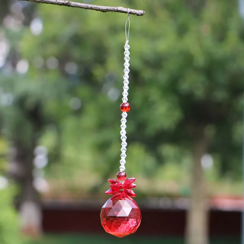 1 шт. красная люстра Хрустальный Ловец Солнца шар призма кулон Радужный