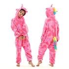 Пижама-комбинезон унисекс, кигуруми в виде розового единорога, ститча, с животными, для девочек, теплая зимняя одежда для сна, аниме костюмы, мультяшный комбинезон