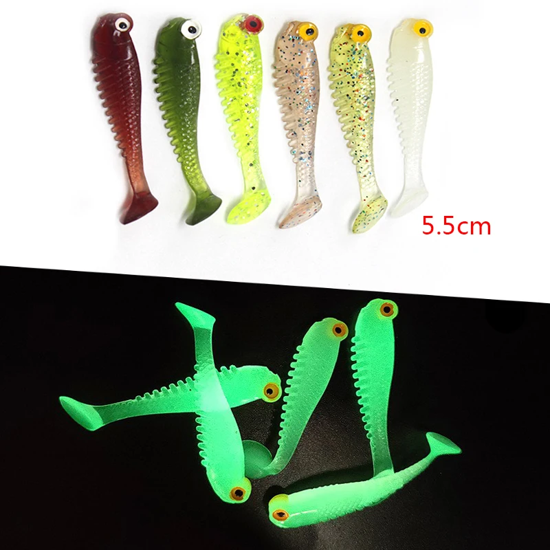 

1pcs Flexible Silicone Small Fish Luminous Shaking Bait 5.5cm Luminous Bait Artificial Bait Carp Bait Fishing Accessories