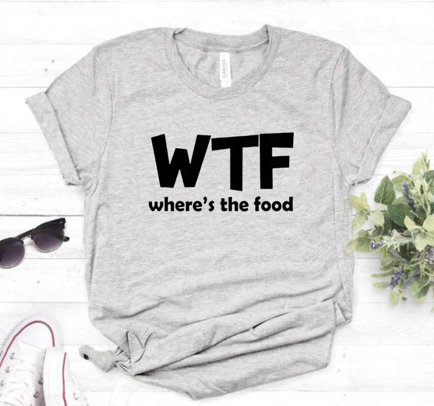 

WTF where's the food letter women's T-shirt cotton funny casual fashionable shirt women's white black grey top T-shirt