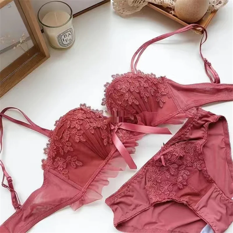 Underwear Women Push Up Bra Bralette Embroidery Seamless Bra and Panty Set Lingerie Adjusted Briefs Female Brassiere Sujetador