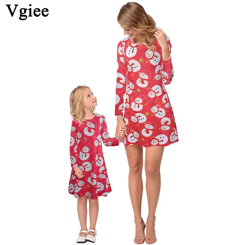 Vgiee/платья для мамы и дочки рождественское платье девочек хлопковая одежда