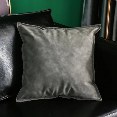 dark grey 45X45/60X60/70X70 см, Одноцветный кожаный чехол для дивана, наволочка для подушки, автомобильная декоративная большая поясная наволочка - Цвет: dark grey