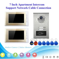 7 inch 2 apartmentfamily video door phone intercom system rfid ir hd 700tvl camera doorbell night vision camera water