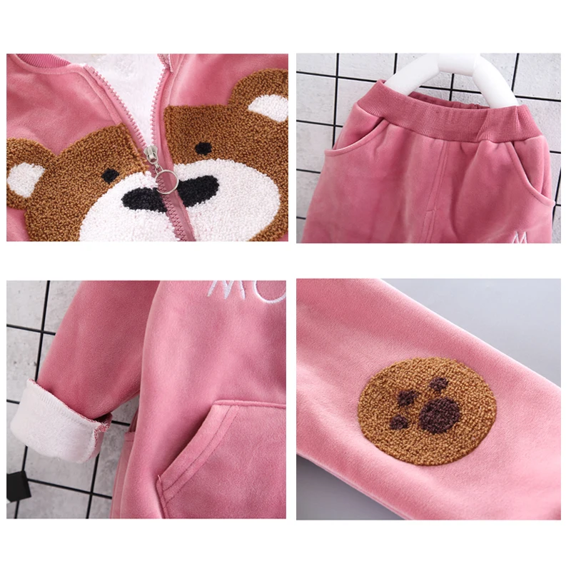 Комплект одежды для маленьких мальчиков и девочек зимний флисовый детский худи с