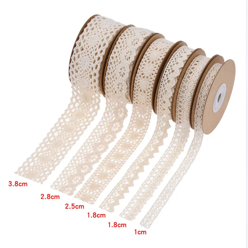 

30 meters Embroidery Hollow Lace Ribbon for DIY Gift Packaging Craft Curtain Clothes Accessories (5 size,each size 5 meters)