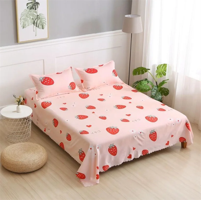 

1pc 100% Polyester Bedding Top Sheet Soft Comfortable Bed Linens Flat Sheets Single Double Queen King Size Bedspread