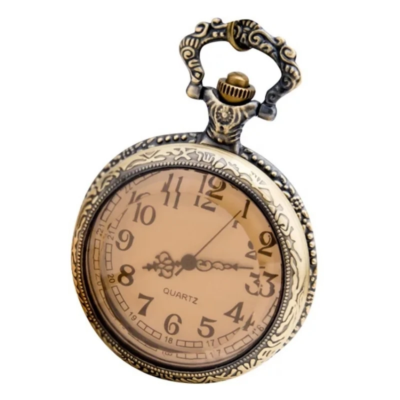 

European and American palace tea-colored glass pocket watch fashion retro flip watch creative necklace gift watch