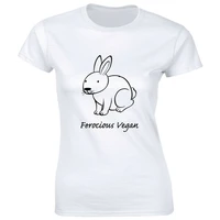 ferocious vegan with bunny rabbit womens t shirt vegan animal lover gift tee