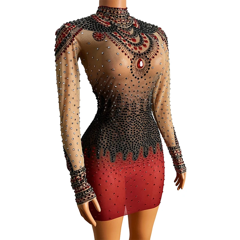 

Костюм для ночного клуба, певицы, сценический костюм, стрейчевый стразы, платье, праздничная одежда, одежда для празднования дня рождения, ...