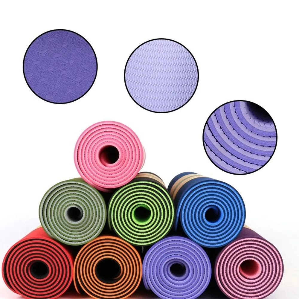 

6mm Thick Double Color Non-Slip Tpe Yoga Mat Quality Exercise Sport Mat for Body Building Fitness Gym Home Tasteless Pad