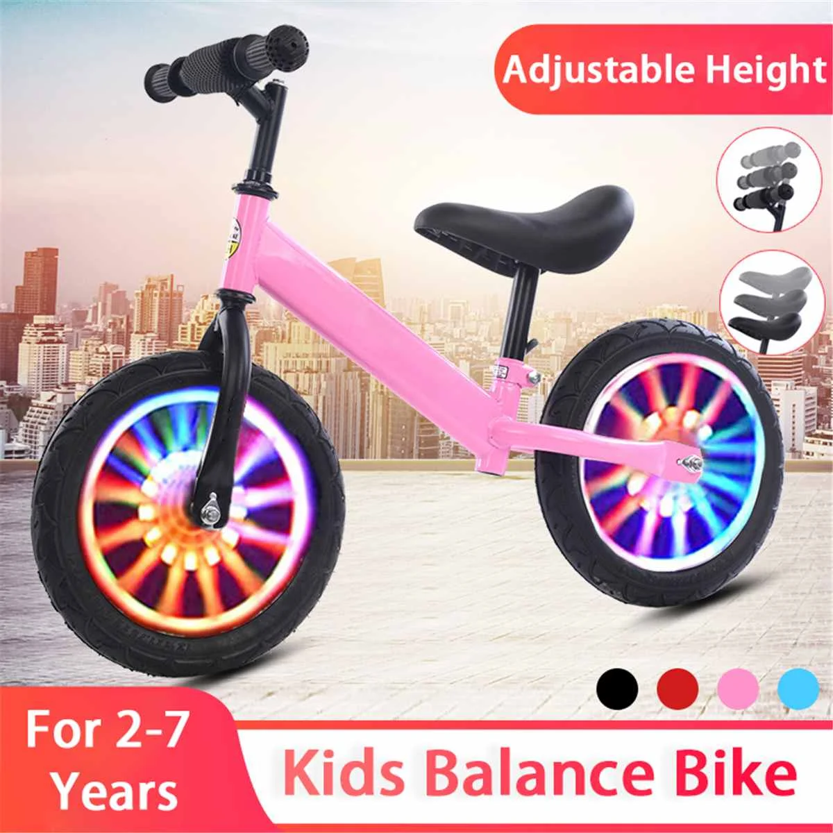 

16 Inch Kids Balance Bike Children Toddlers Training Bicycle 3-6 Years Kids Learn to Ride Balance Bike Adjustable Height Gifts
