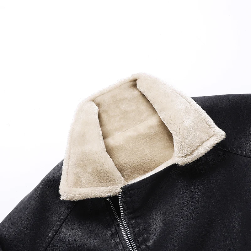 

Men's Leather Jacket Men 2020 New Lapel Warm Casual Waterproof Jackets Trench Coat Slim Fit Coats Vintage Black Jackets For Man
