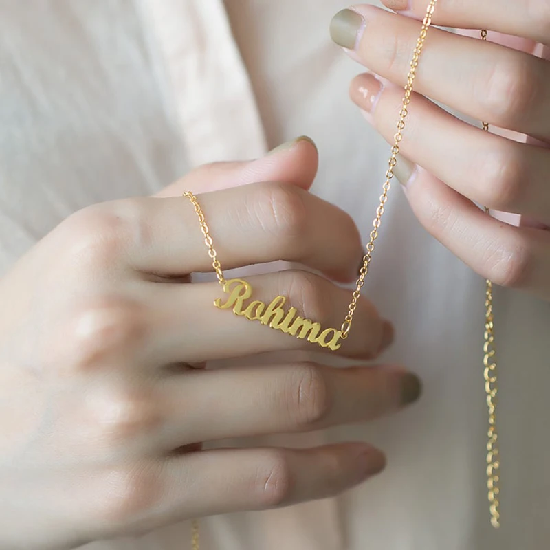 Изящное крошечное ожерелье из нержавеющей стали с именем под заказ для женщин