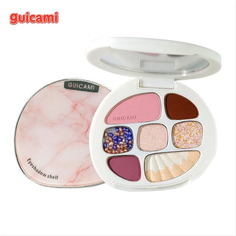 

GUICAMI Brand New Product 8 Colors Eyeshadow Palette Amber Shell Matte Pearl Blush Make Up Eye Shadow Natural Trimming