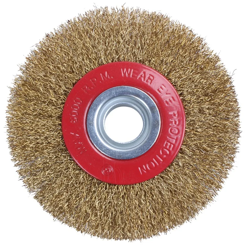 Wire Brush Wheel for Bench Grinder Polish + Reducers Adaptor Rings enlarge