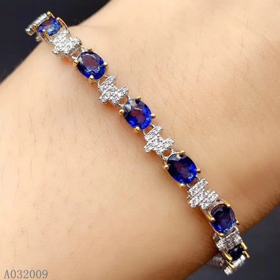 

KJJEAXCMY fine jewelry 925 sterling silver inlaid natural sapphire bracelet popular girl hand bracelet support test