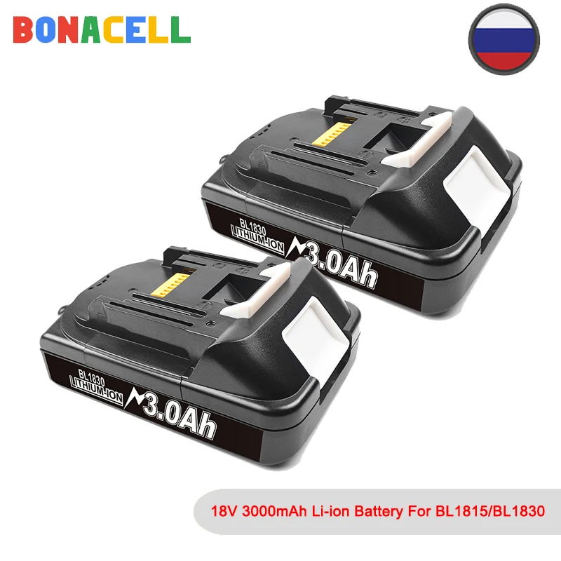 Bonacell 18V 3000mAh BL1830 Lithium Battery Pack Replacement for Makita Drill LXT400 194205-3 194309-1 BL1815 BL1840 BL1850 | Электроника