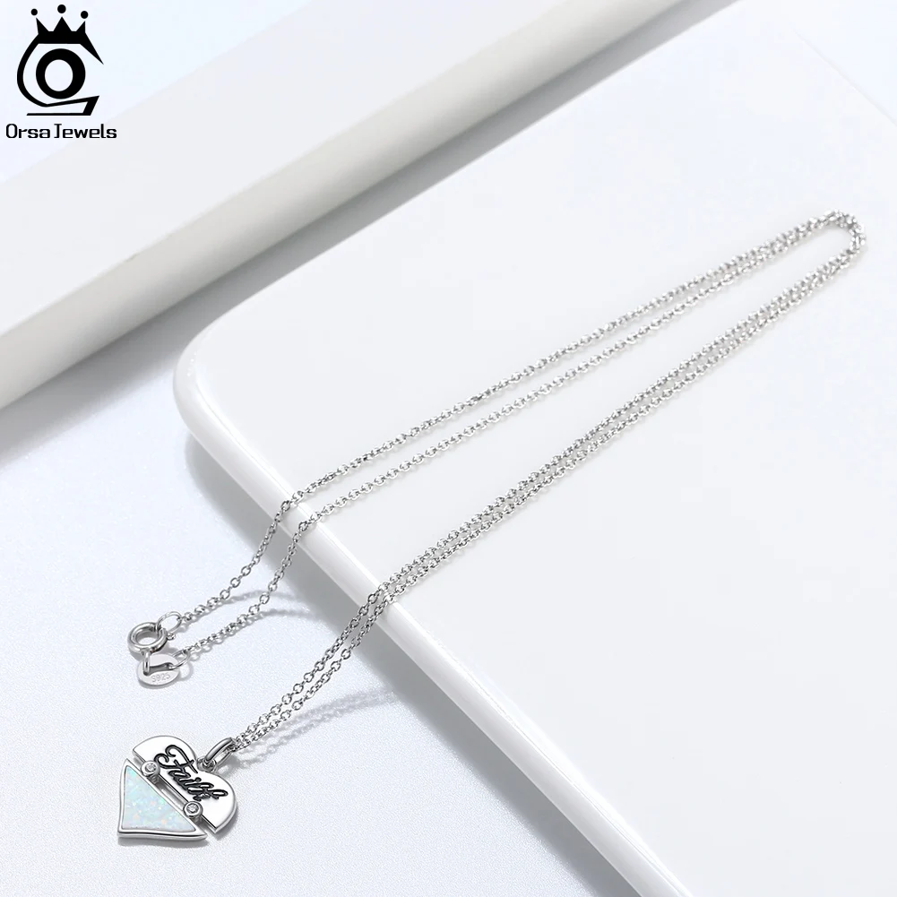 Ожерелье ORSA JEWELS с подвеской в виде сердца из белого огненного опала цепочка