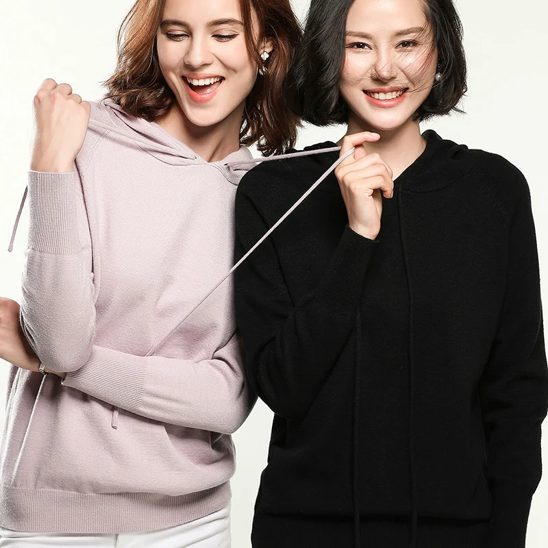 Женский пуловер с капюшоном осенние и зимние модели длинными рукавами Свободный