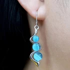 Серьги-подвески с синими опалами женские, элегантные Висячие Ювелирные украшения для ушей, в вечернем и свадебном стиле, на День святого Валентина