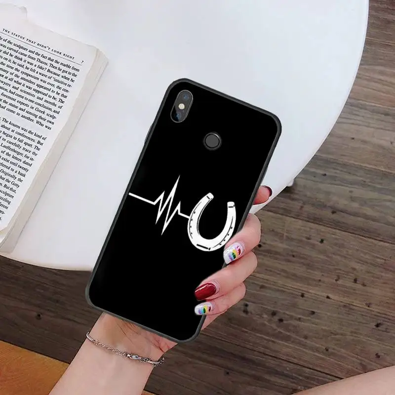 

Black line running horse Heartbeat ECG Phone Case For Xiaomi Redmi note 7 8 9 t k30 max3 9 s 10 pro lite