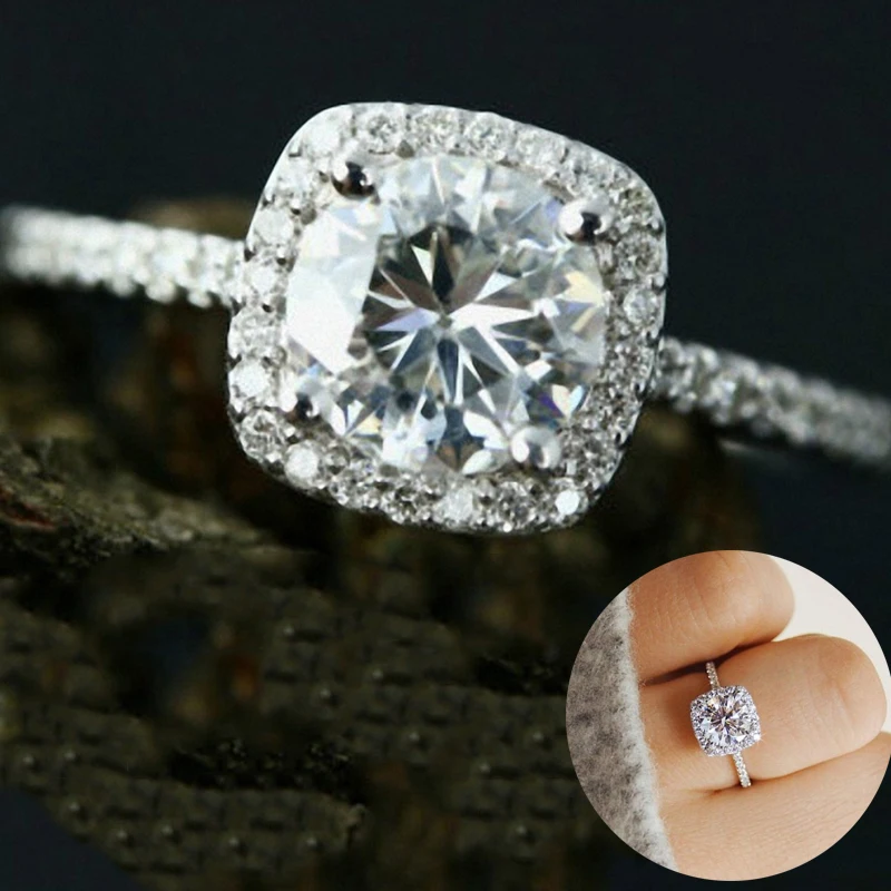 

2020 Classic Full Rhinestone Women Ring Exquesite Gift Wedding Fashion Jewelry New Arrival Unique Bride Size 5-11 Zircon Inlaid